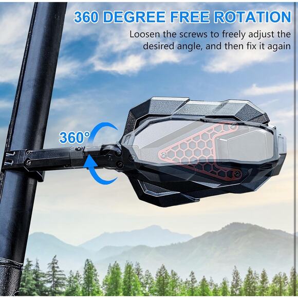 Rear View Mirrors for UTV – Fits Ranger XP 1000, Can-Am Maverick, Defender - Picture 4 of 9